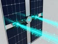 Advanced Bifacial Solar Energy System Illustrating Dual-Sided Light Absorption and Efficient Power Generation Flow Royalty Free Stock Photo