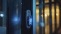 Advanced biometric fingerprint smart lock installation a modern office technology showcase for secure environments