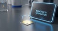 Advanced Biometric Identification System Featuring Microchip Technology and Digital Verification Display in a Modern Laboratory Royalty Free Stock Photo