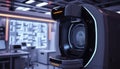 Advanced biometric scanner in futuristic lab setting, fingerprint scan, modern technology