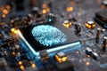 Advanced biometric security chip on a computer motherboard Royalty Free Stock Photo