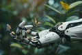 Advanced Bionic Limb Sensitivity with Robotic Prosthetic Hand and Delicate Butterfly in Nature Royalty Free Stock Photo