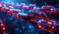 Advanced Blockchain Network Chain with Glowing Digital Data Connections, Cybersecurity Encryption, Web3 Cryptocurrency and Fintech Royalty Free Stock Photo