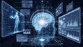 Advanced brain analysis with ai technology and data visualization Royalty Free Stock Photo
