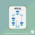 Advanced Cardiovascular Life Support ACLS diagram . Flat design . Vector