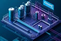 Advanced closed loop industrial system with tanks and pipelines designed for efficient processing and sustainability. Generative