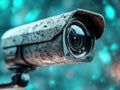Advanced cloud-based surveillance system monitoring vulnerabilities in real-time, symbolizing security awareness and proactive Royalty Free Stock Photo
