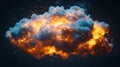 Advanced cloud computing featuring luminous data particles amidst a digital tempest.