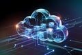 Advanced cloud computing network with digital connectivity Royalty Free Stock Photo