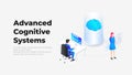 Advanced Cognitive Systems Illustration. AI Brain Analysis, Data Processing, Research Technology, Machine Learning Visualization Royalty Free Stock Photo