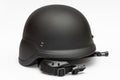 Advanced combat helmet of the US Armed Forces with a chin strap on a white background, isolate. Military equipment and equipment f Royalty Free Stock Photo