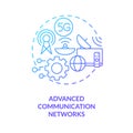 Advanced communication networks blue gradient concept icon