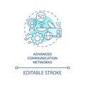 Advanced communication networks turquoise concept icon