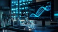 Advanced computer analysis of DNA sequence in a modern laboratory setting Royalty Free Stock Photo