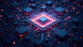 Advanced Computer Chip, Artificial Intelligence Concept Royalty Free Stock Photo