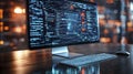 Advanced Computer Displaying Data and Code Interface Royalty Free Stock Photo