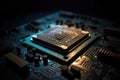 Advanced Computer Processor Chip Close-up. Generative AI.
