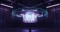 Advanced Computing Core: Futuristic Processor with Holographic Grid Data Flow Royalty Free Stock Photo