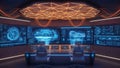 Advanced control center with holographic interface and interactive displays Royalty Free Stock Photo