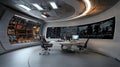 Advanced control room with futuristic interfaces and modern technology in a high-tech environment