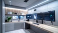 Advanced Control Room with Multi-Monitor Setup Royalty Free Stock Photo