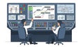 Transit Control Room: Real-Time Metro Operations Center with Engineers Monitoring and Coordinating Train Networks Royalty Free Stock Photo