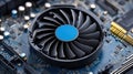 Advanced Cooling Fan Spinning Inside a High-Tech Device. Royalty Free Stock Photo