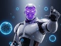 Advanced cybernetic robot with holographic interface Royalty Free Stock Photo