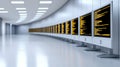 Advanced cybersecurity operations center with multiple monitors displaying data. environment is sleek and modern