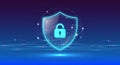 Advanced Cybersecurity Shield Protecting Digital Data: Secure Defense for Modern Tech Professionals. Royalty Free Stock Photo