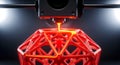 Advanced 3d printer creating a complex red geometric structure w Royalty Free Stock Photo