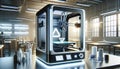 Advanced 3D Printer in a Creative Workshop Printing Complex Geometric Structures and Prototypes for Innovative Design and