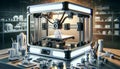 Advanced 3D Printer in a Creative Workshop Printing Complex Geometric Structures and Prototypes for Innovative Design and