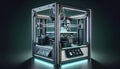 Advanced 3D Printer in a Creative Workshop Printing Complex Geometric Structures and Prototypes for Innovative Design and