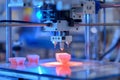 Advanced 3D printer fabricating custom implants in a high-tech factory setting, A 3D printer creating custom implants in a high- Royalty Free Stock Photo