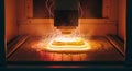 Advanced 3D Printing Technology Creating Metal Object with Intense Heat Royalty Free Stock Photo