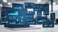 Advanced data analytics across multiple devices Royalty Free Stock Photo