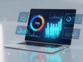 Advanced data analytics display on modern laptop screen Royalty Free Stock Photo