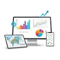Advanced data analytics on multiple devices Royalty Free Stock Photo