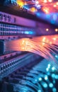 An advanced data center with fiber optic cables connecting servers, transmitting highspeed data across the network with bright Royalty Free Stock Photo