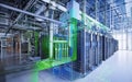 Advanced data center with futuristic cooling systems and server racks during a bright afternoon Royalty Free Stock Photo
