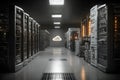 Advanced Data Center Infrastructure with Cloud Technology Symbol in Modern Server Room Generative AI Royalty Free Stock Photo