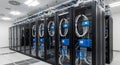 Advanced Data Center with Rack-Mounted Servers in Modern Server Room Royalty Free Stock Photo