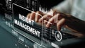 Advanced Data Insight Management and Analysis Concept with Hands on Keyboard and Digital Visualizations Background Royalty Free Stock Photo
