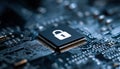 Advanced Data Protection Chip Integrated On Circuit Board Royalty Free Stock Photo