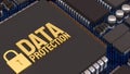 Advanced Data Protection Technology on Secure Computer Chip 3d render Royalty Free Stock Photo