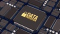 Advanced Data Protection Technology on Secure Computer Chip 3d render Royalty Free Stock Photo