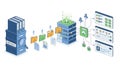 Isometric Archive and Data Center Workflow Illustration Royalty Free Stock Photo