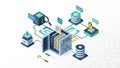 Isometric Data Storage and Server Infrastructure Concept Royalty Free Stock Photo
