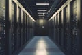 Advanced Datacenter Infrastructure with Server Racks and Cutting-Edge Technologies for Data Hosting Royalty Free Stock Photo